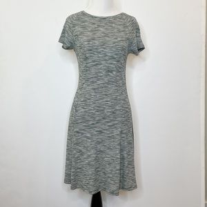 Topshop Green Striped Skater Stretch Dress
